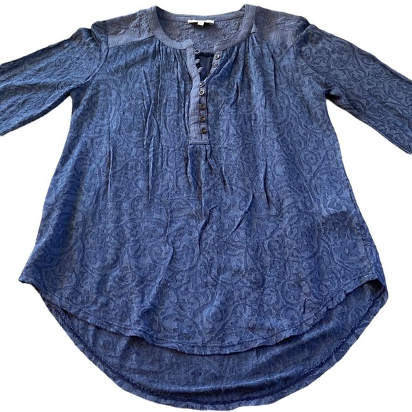 Lucky Brand Blue Lace Peasant Top Size XS - Picture 4 of 16